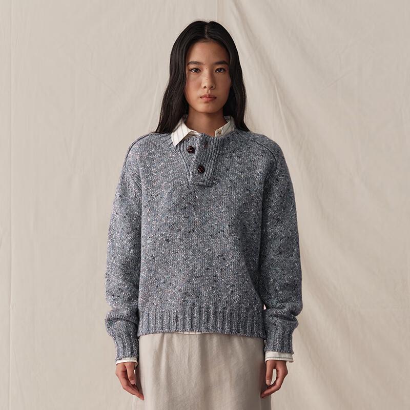 

ЗЕЛЕНЫЙ ПОЯС Шерсть ягненка Винтажный Меланжевый Пуловер S