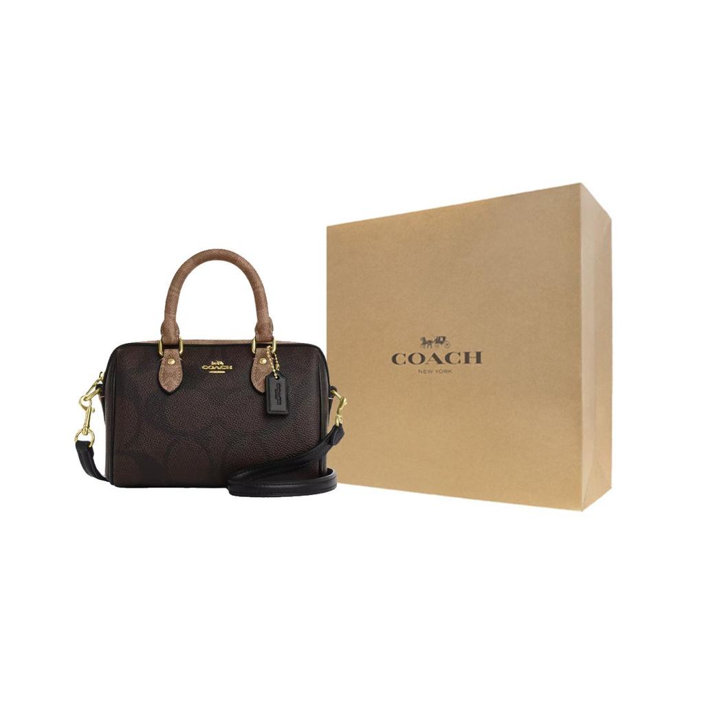 Coach Rowan 18 Top-Reißverschluss Leder Schultertasche Crossbody Handtasche Klein Damen Handtaschen Braun CAB16-IMXI8