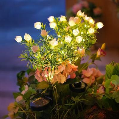 Garden Light Solar Powered Flower Shape Outdoor Yard Light Waterproof Scratch-Resistant Small Size Garden Lamp