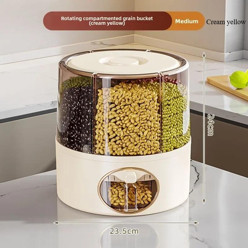 Rotary Rice Bucket Household Grains Storage Box Insect-Proof Moisture-Proof Sealed Rice Storage Tank