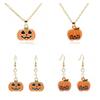 Dripping Oil Pumpkin Pendants Earrings Jewelry set  Halloween Jewelry Accessories