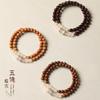 Golden Sandalwood and Rosewood Double-Circle Bracelet, Buddhist Prayer Beads, Five-Sutra Small-Leaf Rosewood Genuine Product