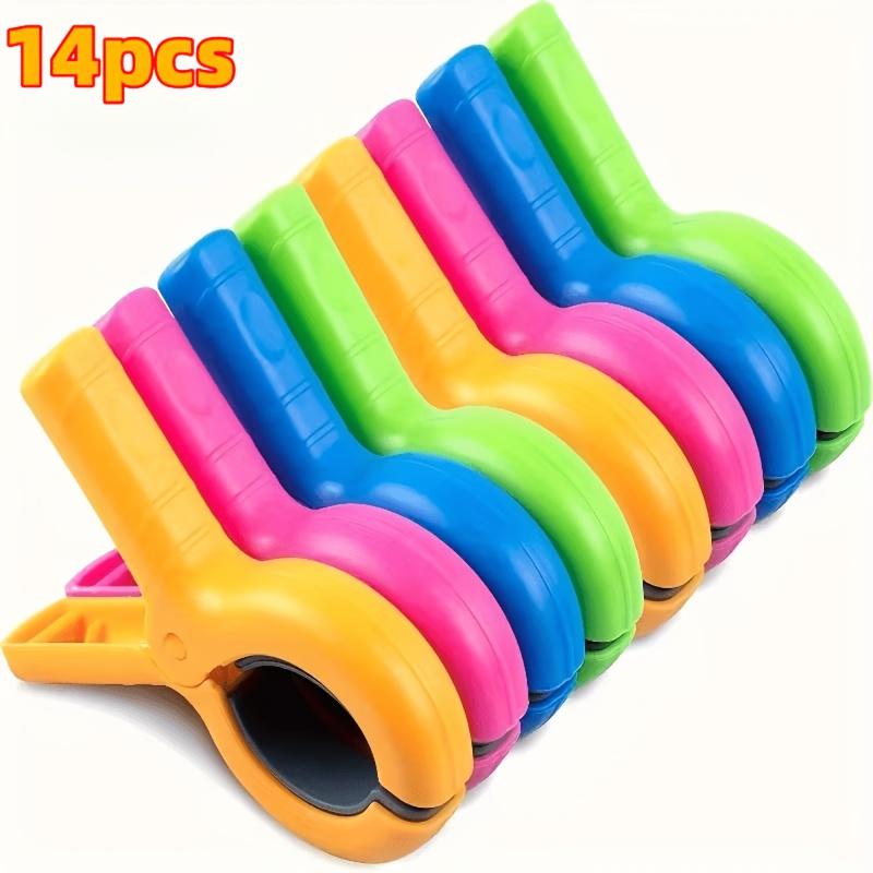 14pcs Random Color Windproof Chair Clips, Oversized Beach Towel Holders, Anti-Slip Clips. Suitable for Pool Lounge Chairs, Outdoor Use