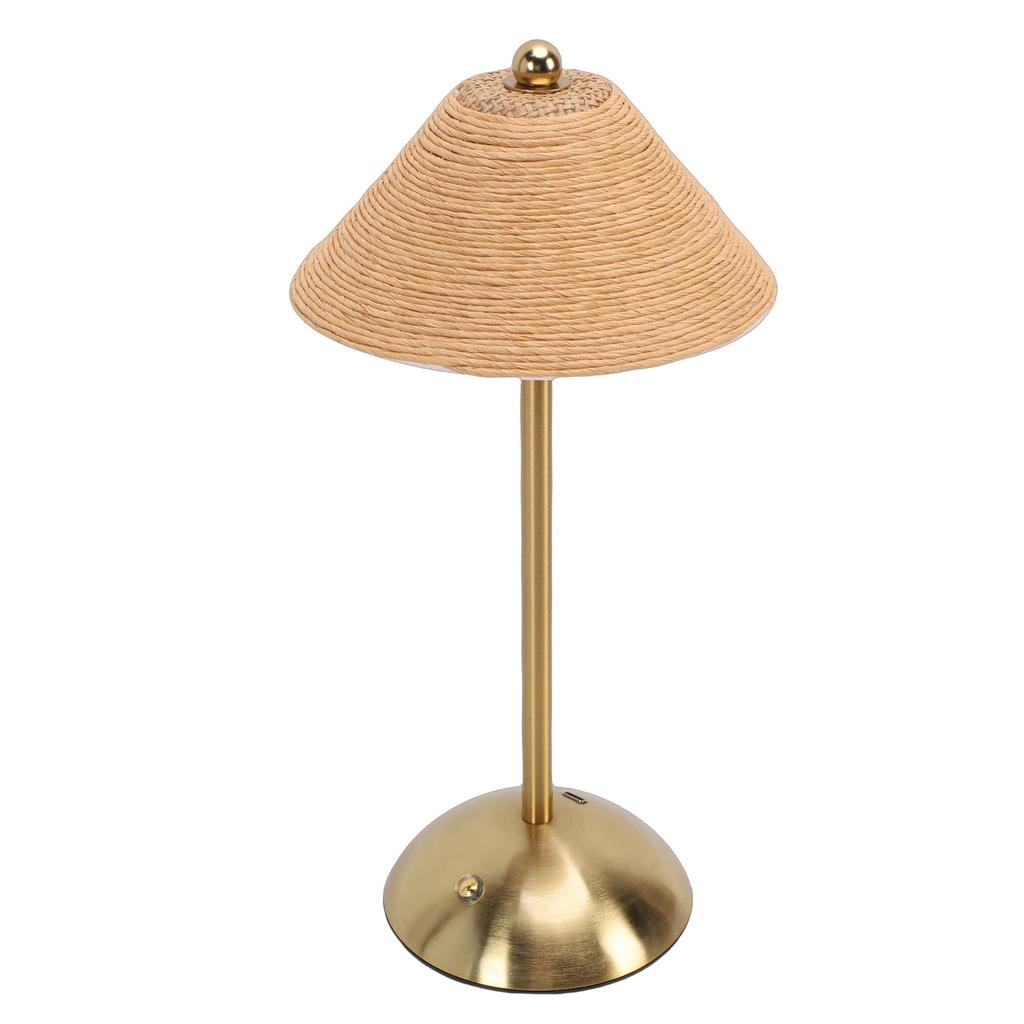 Table Lamp 3 Colors Cordless Handwoven Paper Rope Lampshade Bedside Table Lamp for Bedroom
