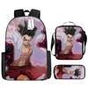 Animation Peripheral Student School Bag ONE PIECE Cartoon School Bag Girls and Boys Three-piece Set Backpack Satchel