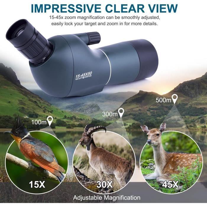 Longue-Vue - BOSSDUN - 15-45x50 - Adaptateur Smartphone - Trépied - Observation Faune