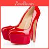 Pumps 14cm Super Vrouwen Loslandifen Hoge Hakken Plateau Schoenen Sexy Lakleer Vrouw Bruiloft Feest Stiletto Rode Schoen