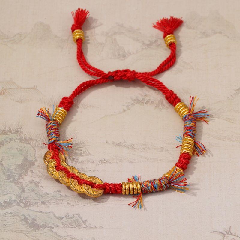 

Фестиваль лодок-драконов Цикл Пятицветная веревка Шестислоговая мантра Браслет Ручной работы Тибетский стиль Ремешок для ношения Сделай сам Рука Может нанизывать бусины 2. Red color section Wudi money entanglement