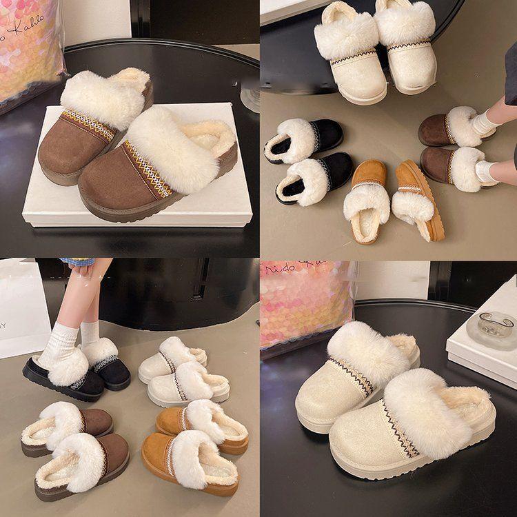Cotton Slippers 2025 Autumn and Winter New Fleece Warm and Comfortable Thickened Cotton Slippers Indoor Home Bag Head Mop Hair Shoes