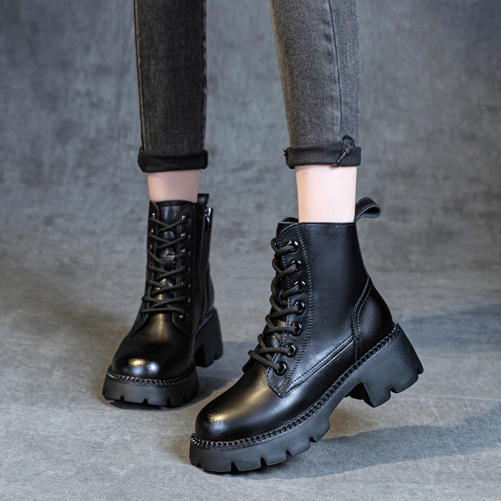 Small heel brown British Martin boots women's summer thin thick-soled breathable retro comfortable women's boots