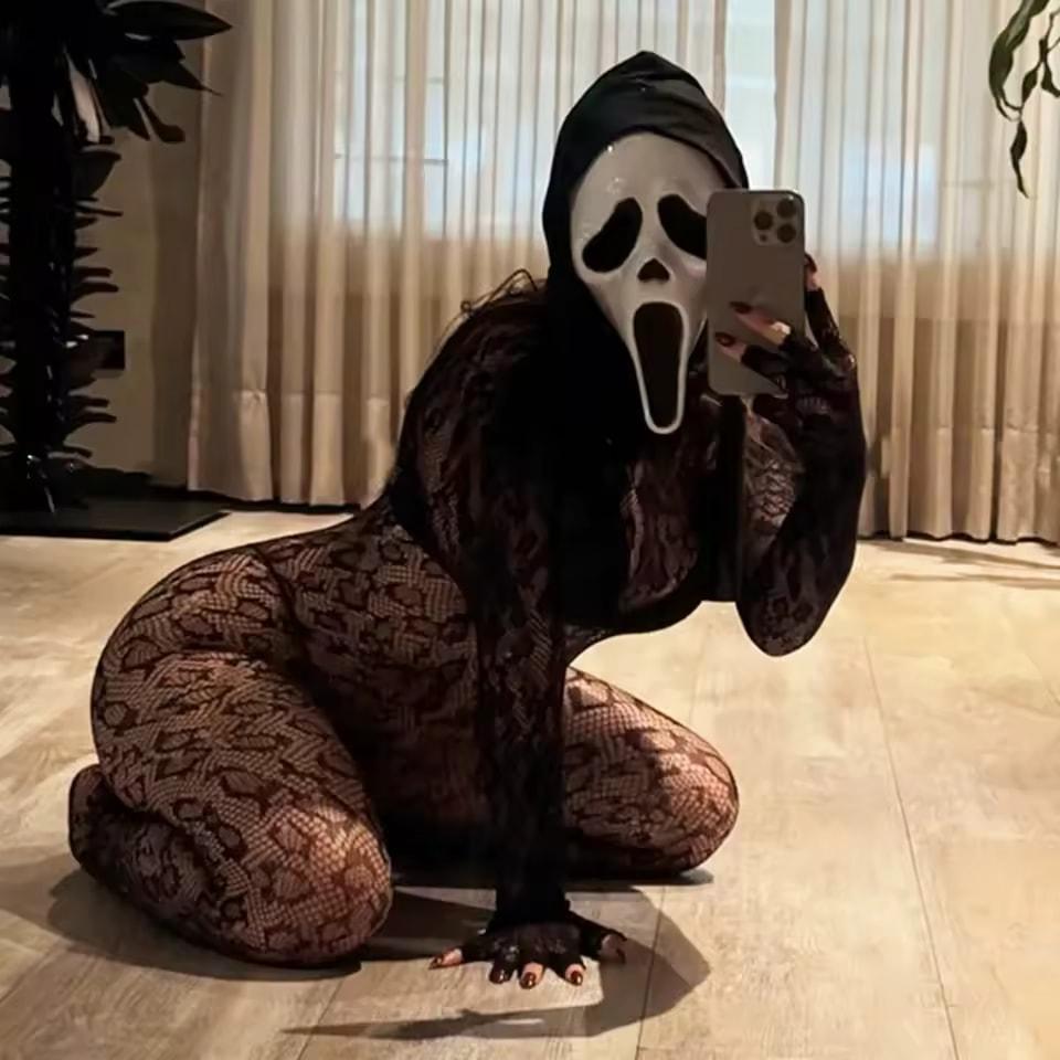 Sexy Hollow Fishnet Teddies Bodysuit Women Erotic Crotchless Lingerie Full Sleeve Bodystockings Perspective Teddy Mesh Dress