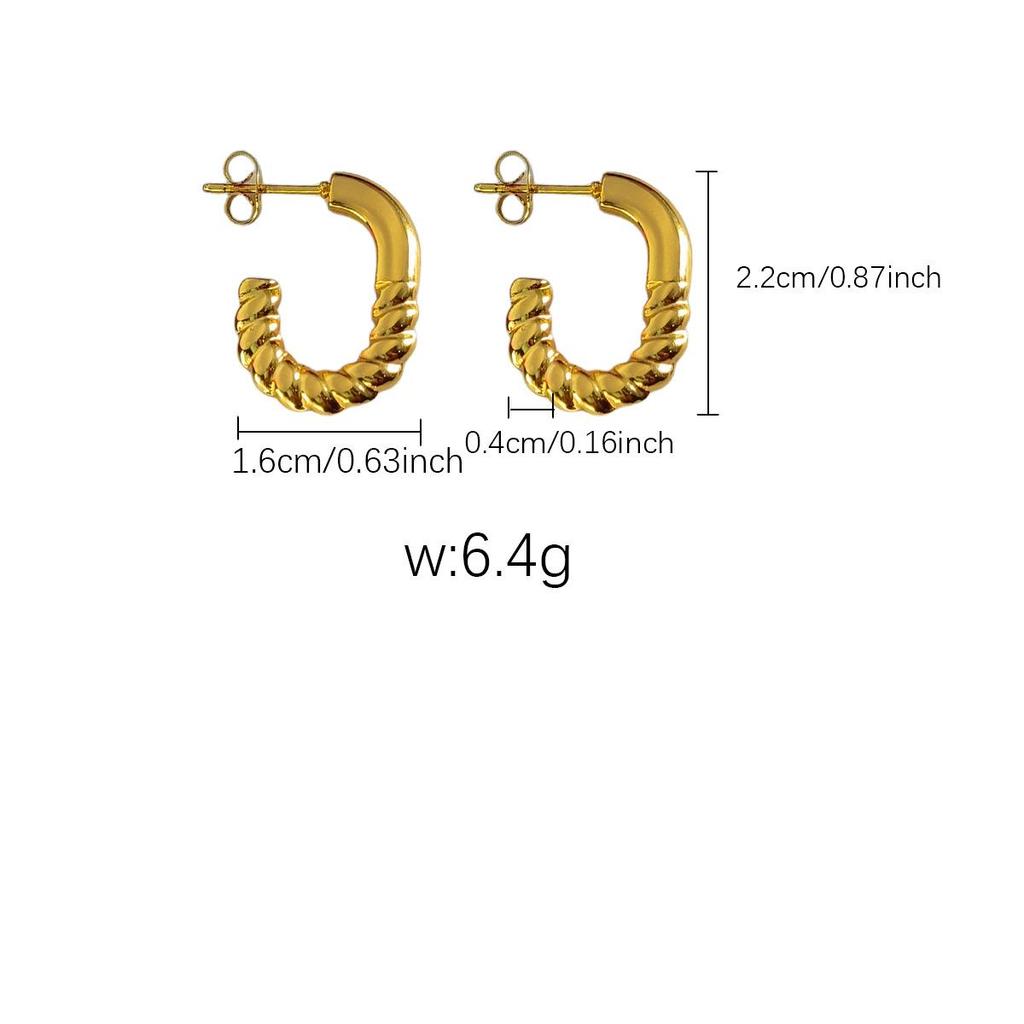 18K Gold Plated Fashion Texture Women's Earrings - European, American, Middle Eastern, African, Southeast Asian Styles