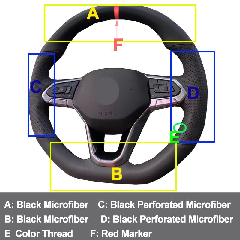Hand Sew Car Steering Wheel Cover For Volkswagen VW Golf 8 MK8 GTI Golf GTE 2020 2026 Braid On the Steering Wheel Car Protector