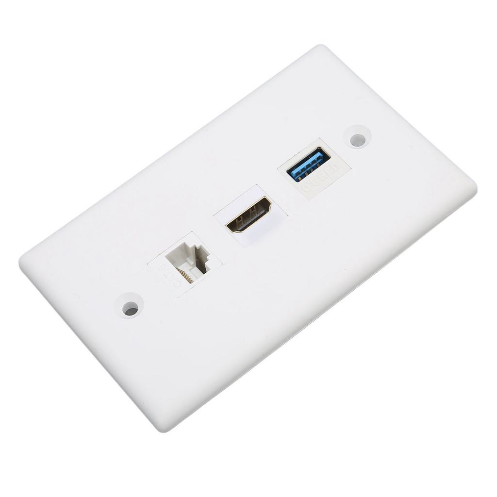 HD Multimedia Interface Wall Plate Solder Free CAT6 USB3.0 HD Multimedia Interface 3 Port Wall Plate Outlet
