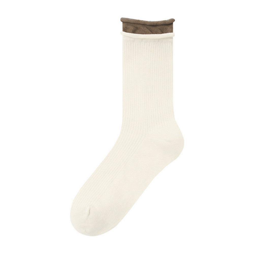 Breathable Long Pile Stocking Cotton Double Ribbed Socks Fashion Mid-tube Socks