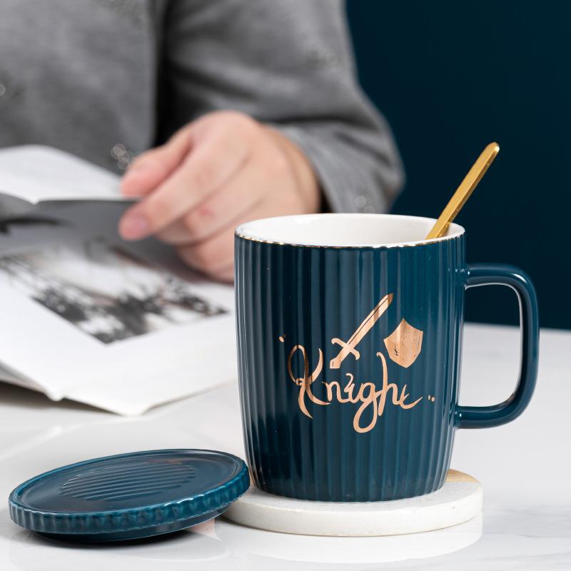 European Ceramic Mug Striped Mug Set Couple Cup Advertising Gift Souvenir