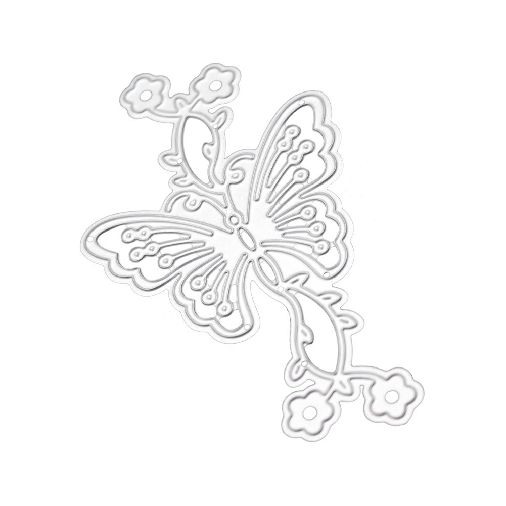 

Butterfly Flower Frame Metal Silvery Stencil Embossing Cutting Dies For Diy Scrapbooking Paper Album Cards Making серебряный