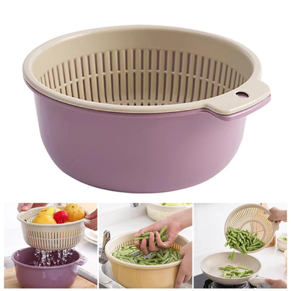 Fresh Vegetable Wash & Drainer Basket Storage Basket Double Layer Drain Basket  Kitchen Tools