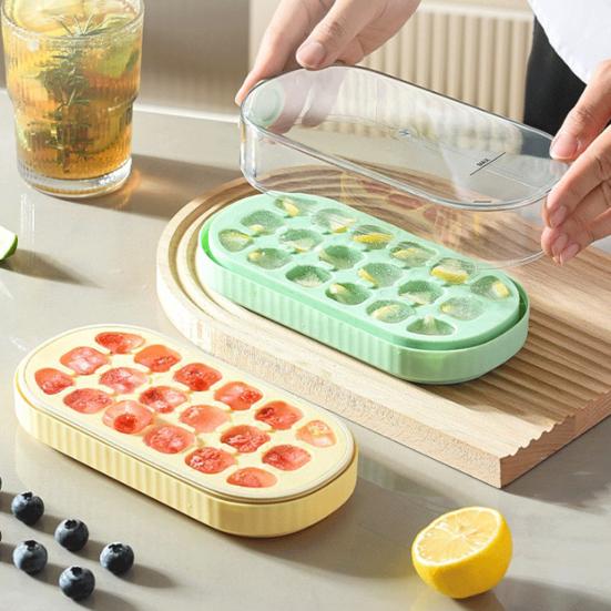 Ice Cube Mold Effortless Push-Type Release Ice Tray Storage Box BPA-Free Stackable Flexible Ice Cube Maker for Home Use