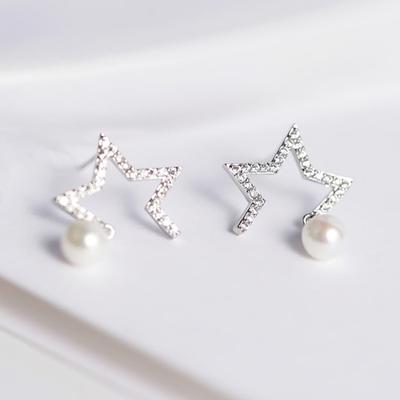 925 Silver Freshwater Pearl Earrings Pearl Pendant Point Star