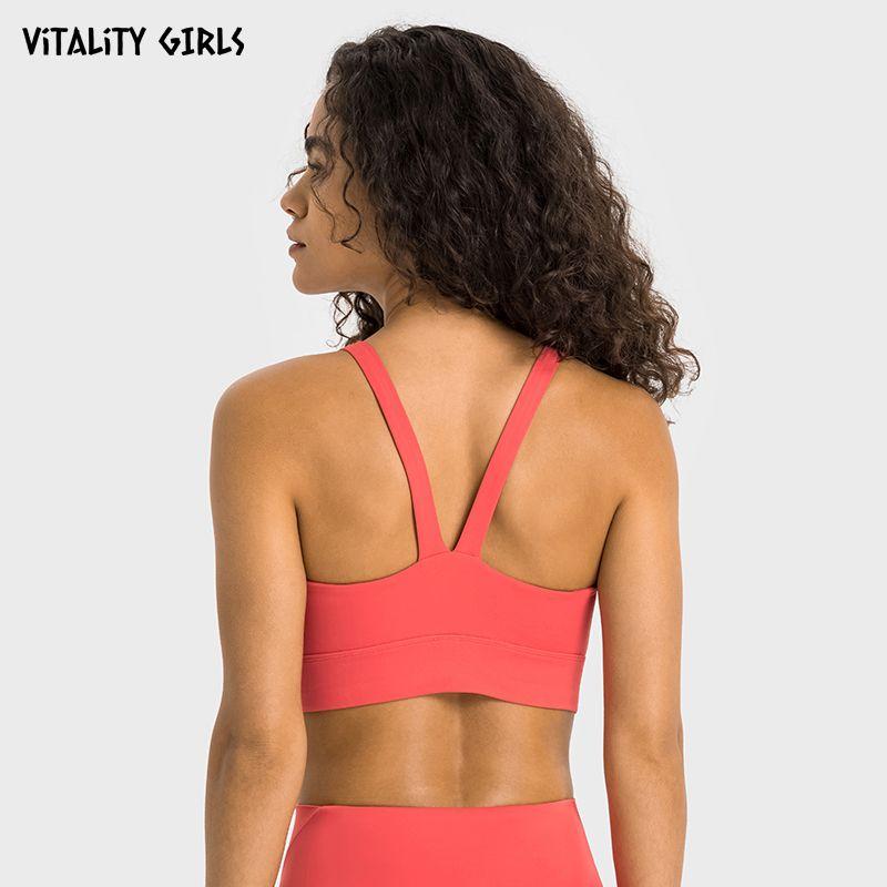 

Vitality Girls Running Exercise Underwear High-Strength Bubble Wrap V-Shaped Beauty Back Professional Workout Aerobics Bra Carmine L