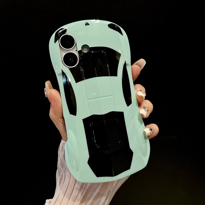 

Чохол для телефону 3D у формі автомобіля однотонний для iPhone 16 Pro Max 15 14 Pro 13 12 11 глянсовий протиударний жорсткий ПК гібридний силіконовий з м яким краєм бампер iPhone 16 Pro Max світло-зелений колір