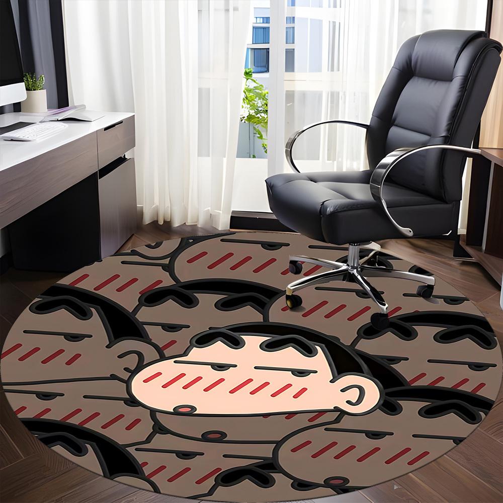1PC Crayon Shin-chan Office Round Rug, Non-slip, Soft and Durable Office Rug for Interior Decoration, Perfect for Office yy250915093