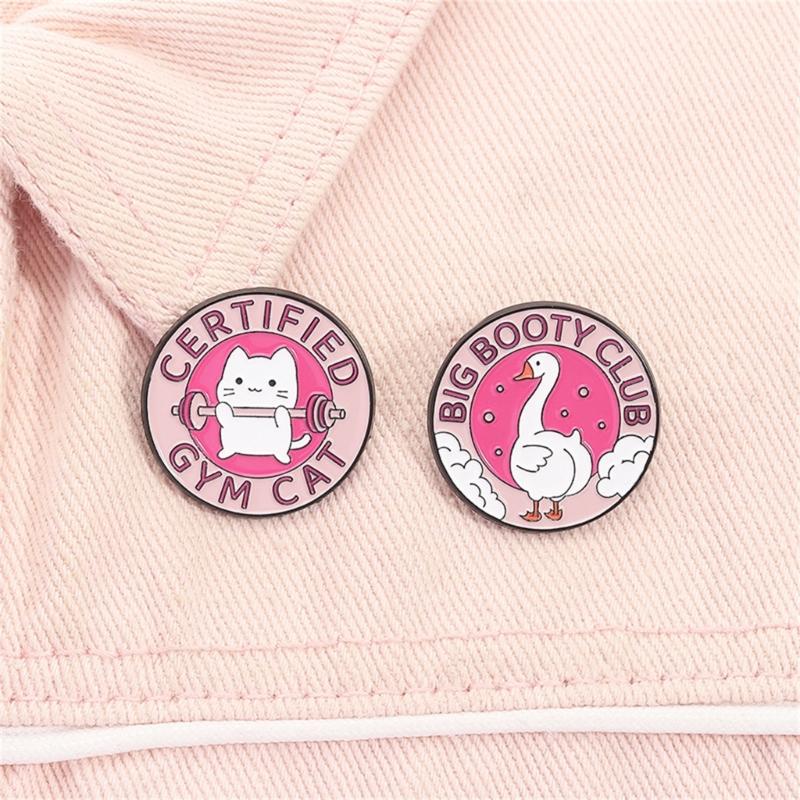 Amusing Weightlifting Animal Enamel Brooch Sturdy Alloy Sporty Accessory Gift