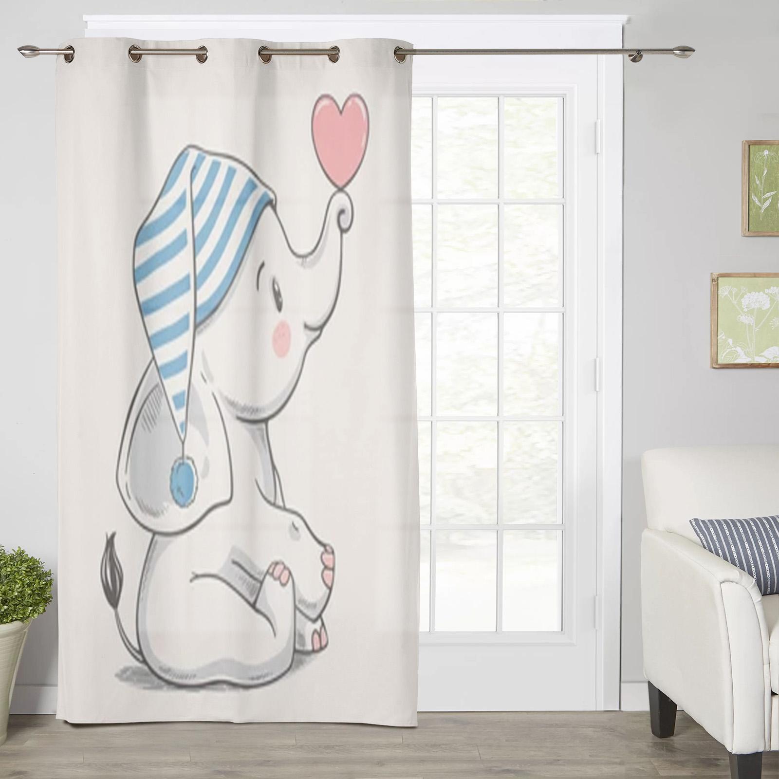 Милые детские оконные шторы со слоном для гостиной — фото 2