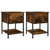 Nightstands (2 Pcs) Smoked Oak Finish 34 X 35.5 X 45 Cm Particleboard