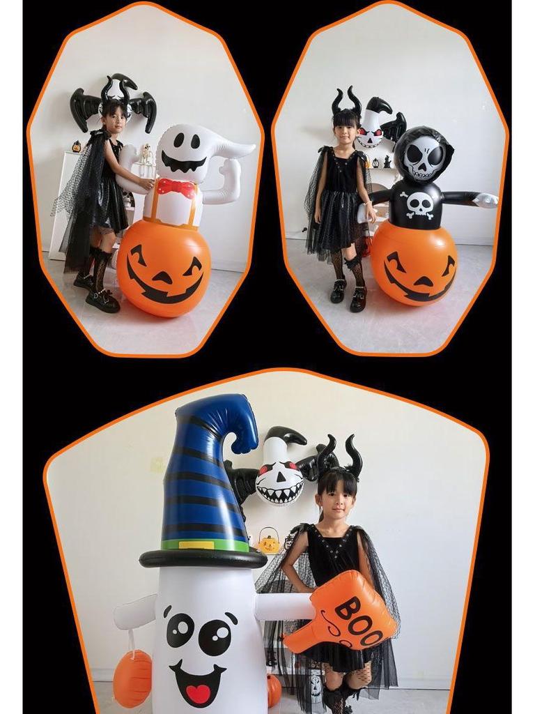 Halloween Inflatable Pumpkin Ghost Lantern Decoration Ornaments Costume Headwear