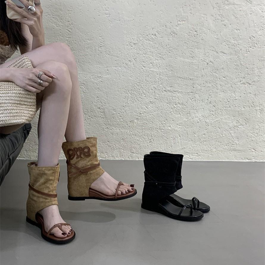 2025 Sommer neue Flip-Flops coole Stiefel Damen Retro Western Cowboy Stiefel lange Hosenstiefel römische coole Stiefel Stacking Stiefel