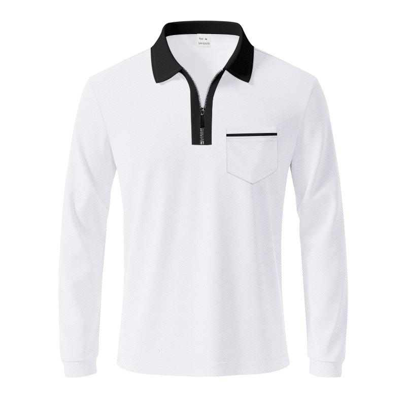Spring Classic British-style POLO Shirt with Zipper Quick-drying and Breathable