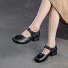 Fashion 2025 Autumn New Retro Mom's Shoe Head Layer Leather Single Shoes Comfortable Round Head Women's Shoes