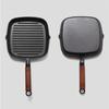 Cookware Cast Iron Square Grill Pan Steak Fry Pan with Wood Handle
