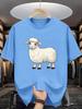 Cartoon Sheep Graphic T Shirt For Unisex Adorable Fluffy Lamb Crew Neck Tee Farm Animal Print Casual Male Daily Outfit Tops