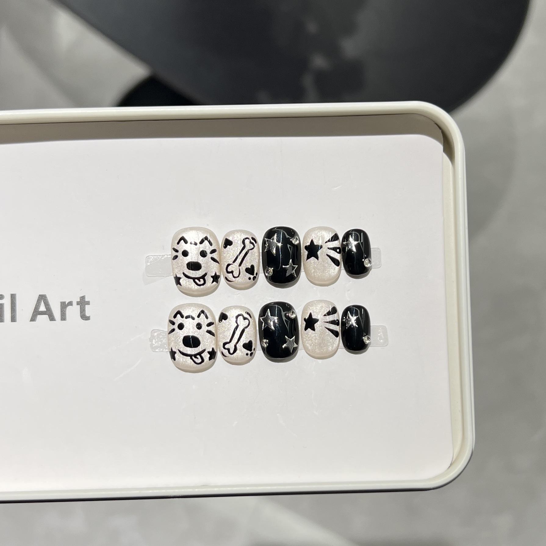 

Расписанные вручную Милые Мультяшные Кошачий Глаз Нейл-арт Пленка Повседневные Короткие Носимые Накладные Ногти Чистая Ручная Работа Large L