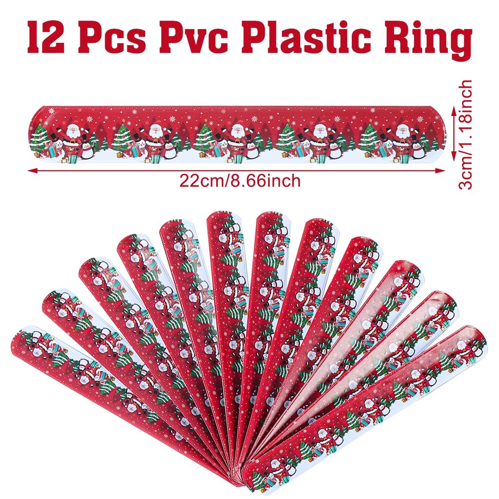 12pcs Christmas Santa Claus Papa Circle Bracelet Christmas Decor for Home 2026 Favor Gift Xmas Ornament Navidad Noel New Year