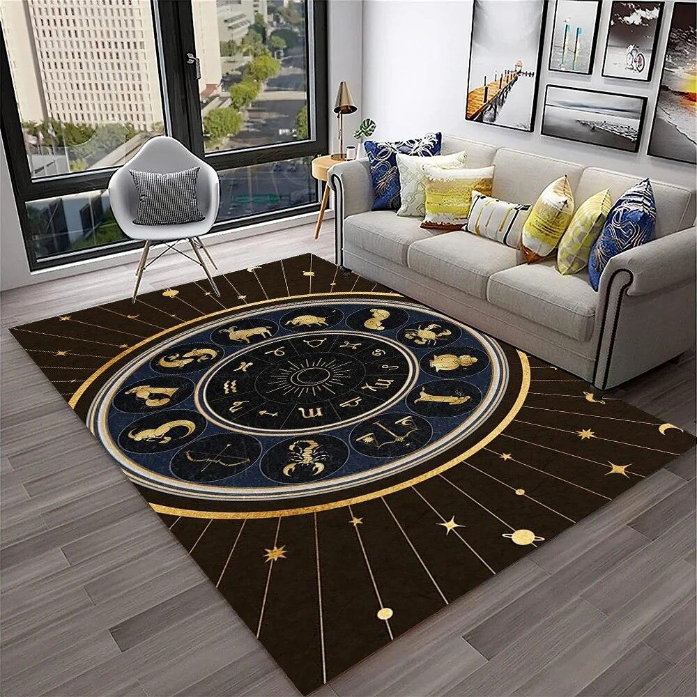 Horror Witchcraft Ouija Tarot Gothic Carpet Rug for Home Living Room Bedroom Sofa Doormat Decor,Kid Area Rug Non-slip Floor Mat