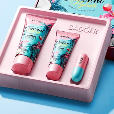 Kokosnuss Luxus Geschenkbox Duft Körperlotion Handcreme Lippenstift
