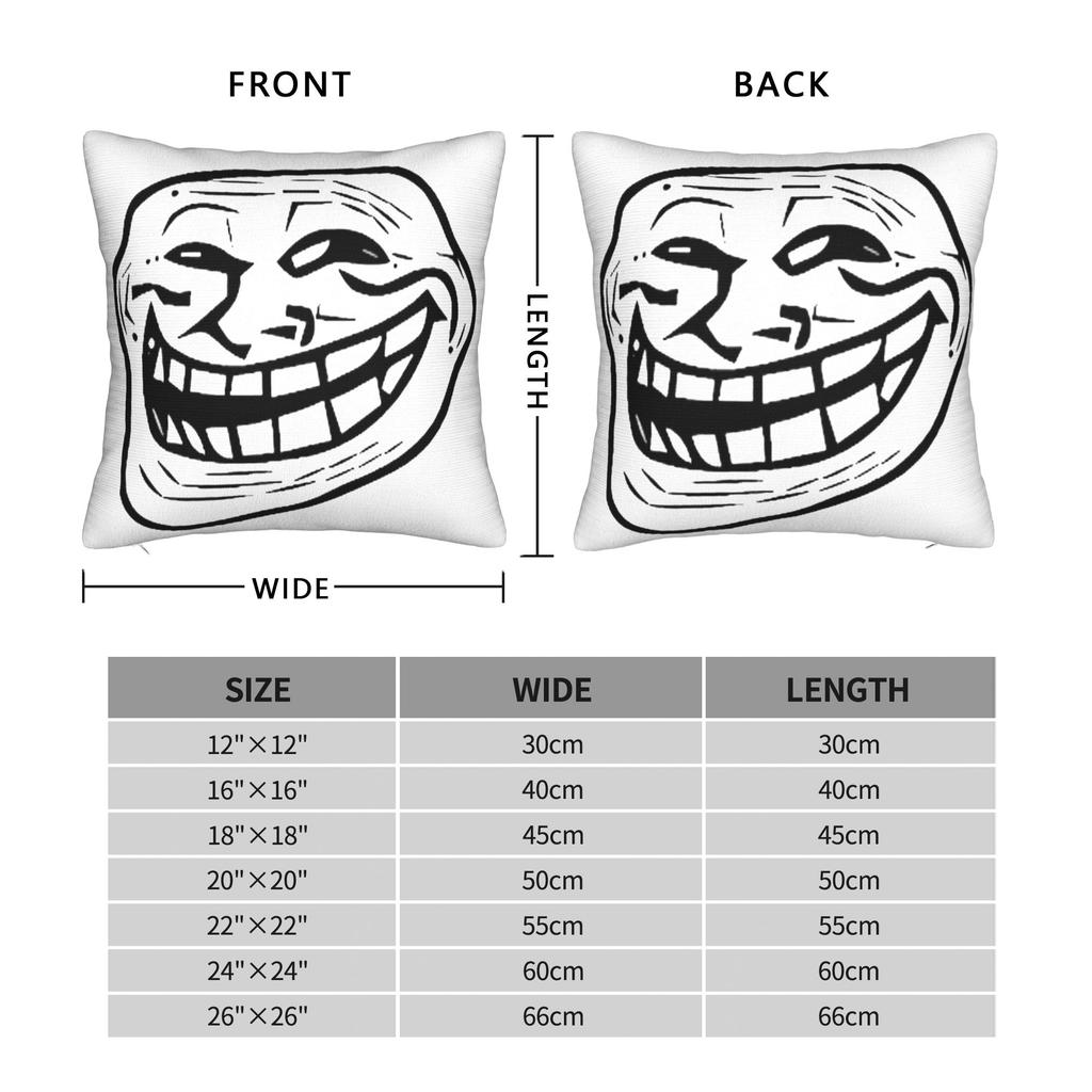 Trollface Meme Rage Comic Funny Troll Joke Internet Pillow Cover Cushion Cover Cute Funny Pillow Case For Living Room Sofa