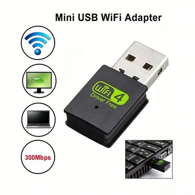 300Mbps USB WiFi Adapter 802.11n WiFi4 Driver Free Mini Dongle for Windows Laptop Desktop PC Support WPA WPA2 Encryption Stable Wireless Signal