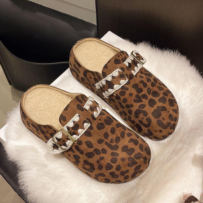 Birkenstocks, slippers, small fragrant soft-soled bag head, half slippers are not tired, versatile feet, round head, Korean version lace