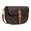 Celine Folco Brand Logo Print Design Leather Trim Shoulder Bag Women Shoulder Bag Brown 122652GTL-04LU
