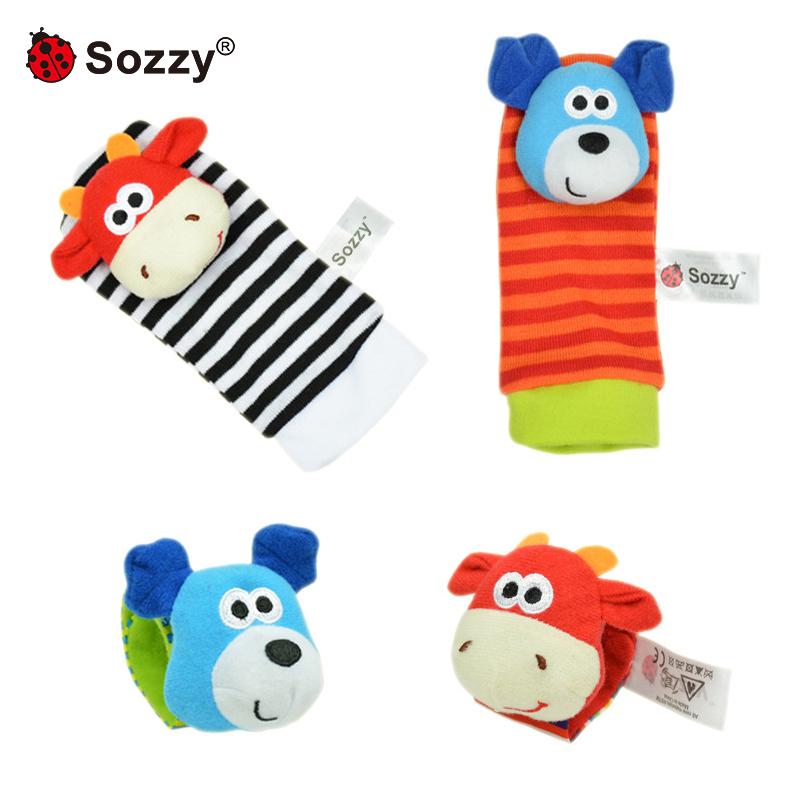 Sozzy Giraffe Dog Cute Animal Soft Baby Socks Toys Wrist Rattles Infant Toy Manufacturers  Rattle Socks for Babies