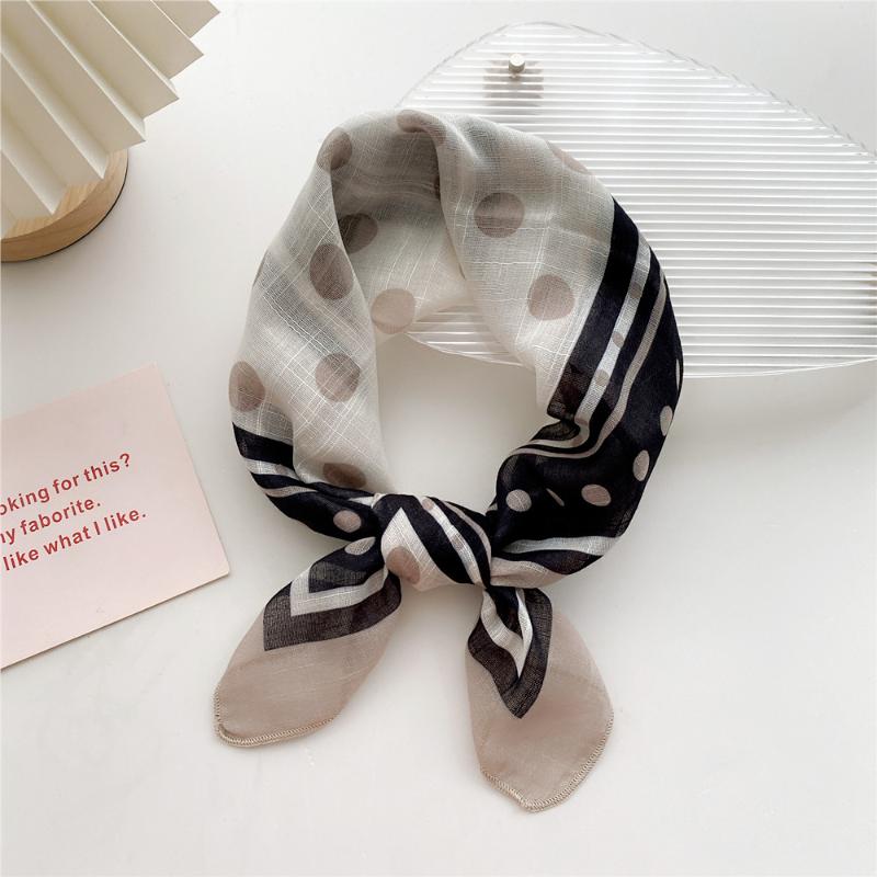 58cm Cotton Linen Women's Scarf Fashion Print for Hair and Neck Square Design