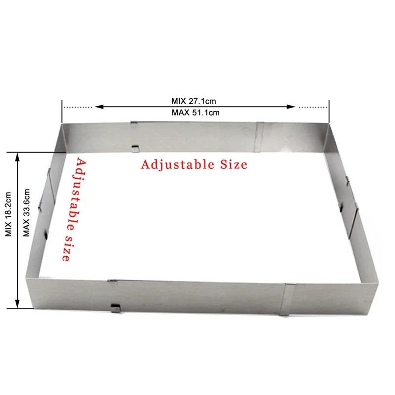 Adjustable Mousse Ring 3D Round & Square Cake Mold Stainless Steel Baking Mould Kitchen Dessert Accessories Cake Decorating Tool