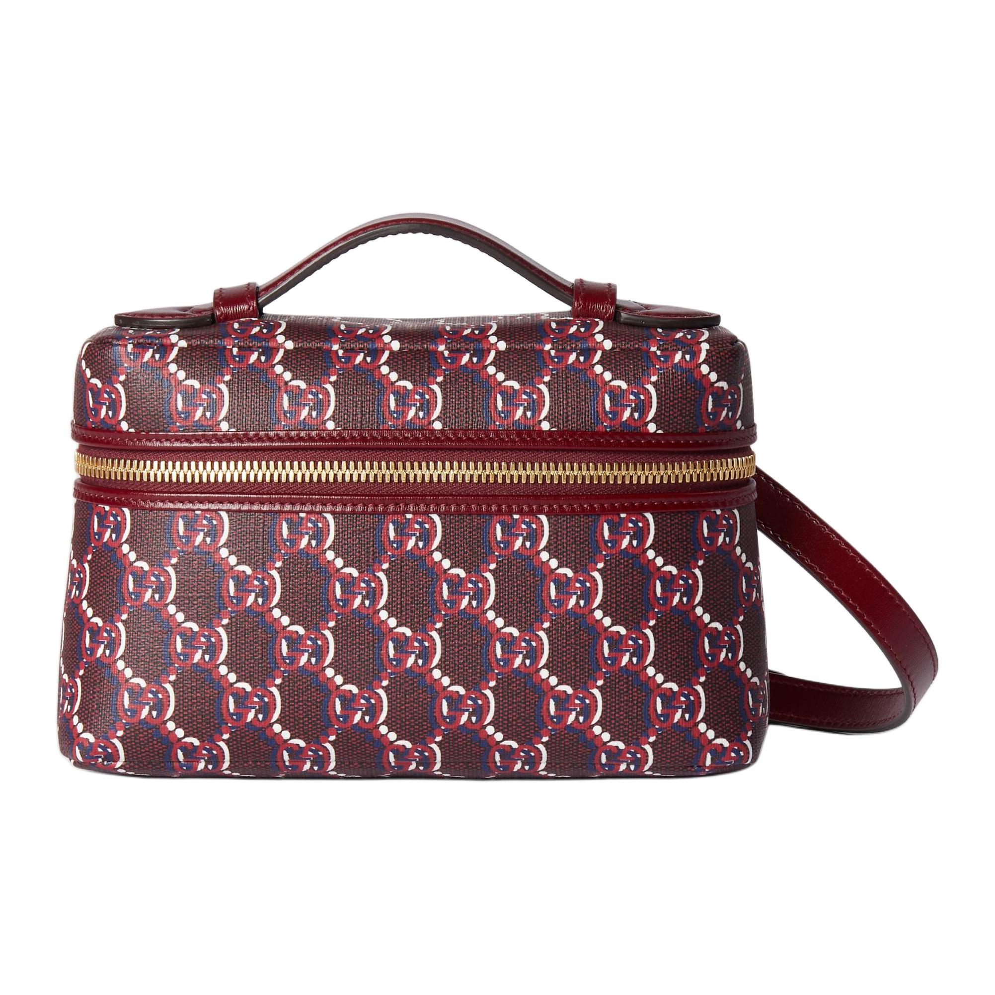 

Gucci Detachable Shoulder Strap Zipper Closure Leather Trim Mini Handbag Women handbags Red 795058-FADM0-6242 Basic Set (Bag+Dust Bag)