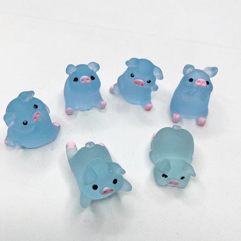 

Colorful Luminous Pig Phone Case with DIY 3D Resin Ornament Luminous Color Pig