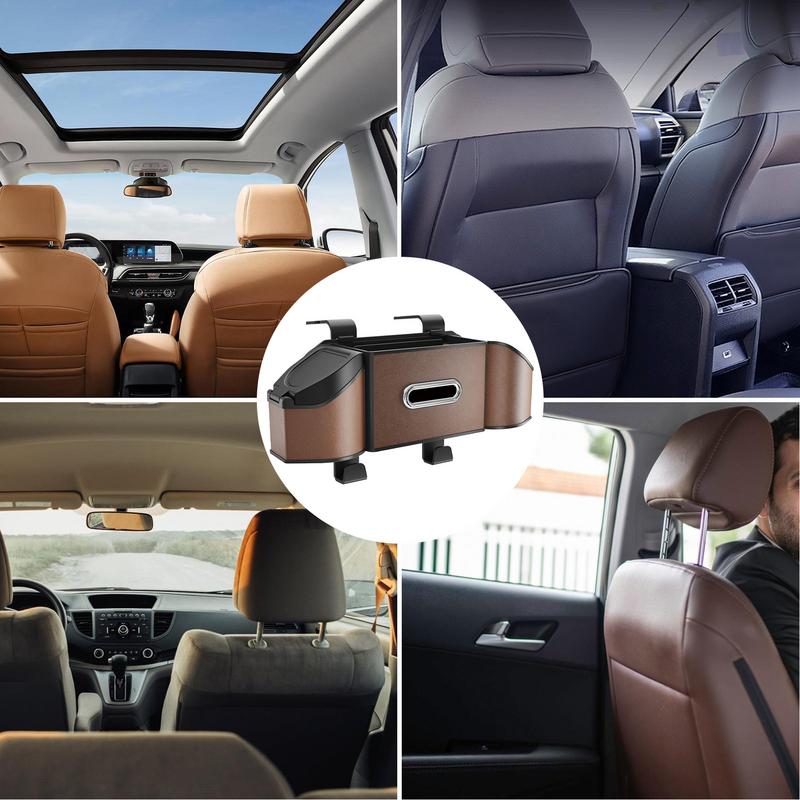 For All Fit Car Storage Bag Behind Seat Waterproof PU Leather Car Organizer Storage Bag Seat Organizer Foldable Multipurpose Car